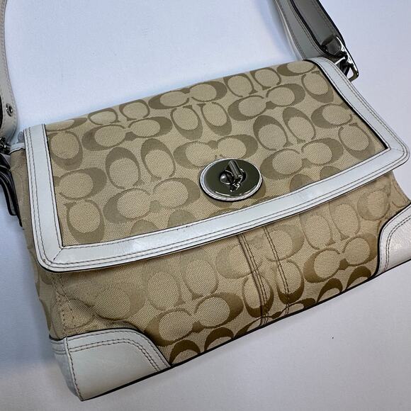 Vintage Y2K Coach Monogram Canvas and Leather Shoulder Bag - Picture 2 of 14